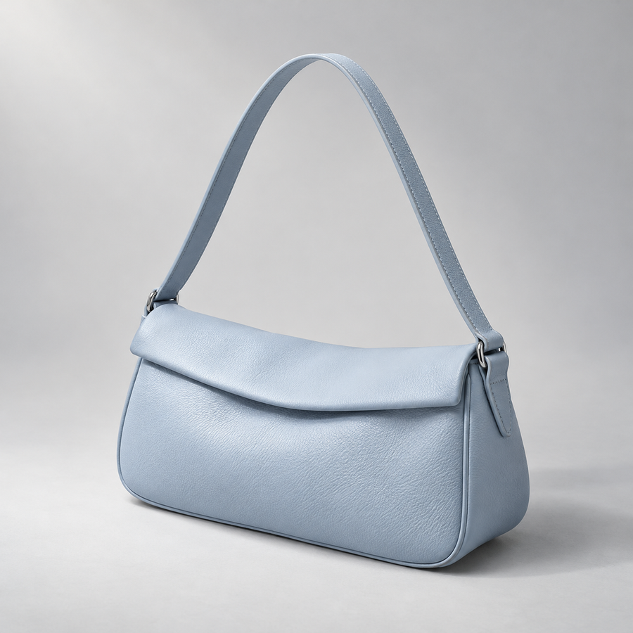 Lune Fold Shoulder Bag in Powder Blue — hero view