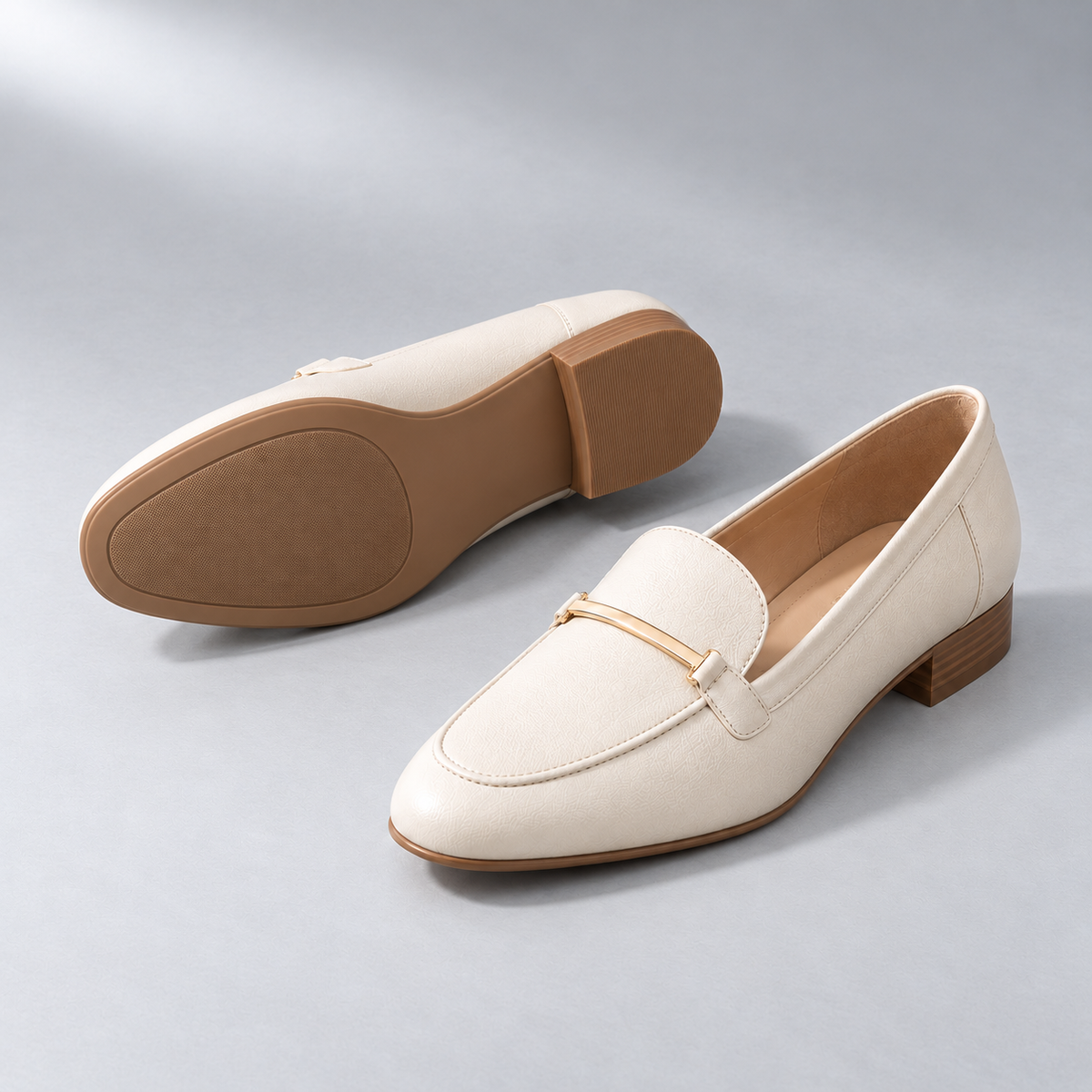 Alba Bar Loafer in Ivory — construction view