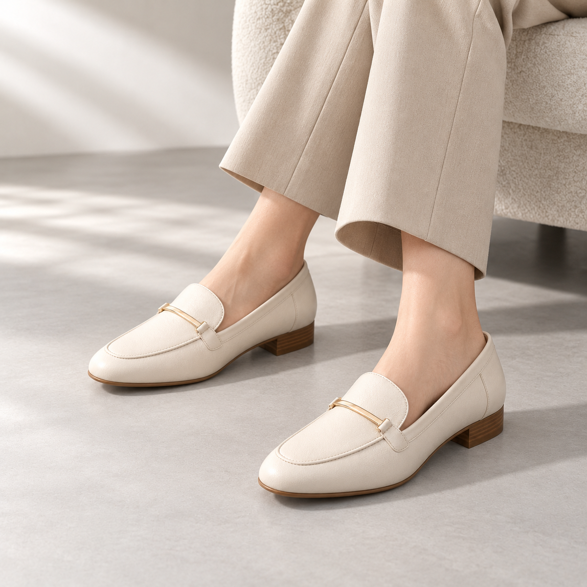 Alba Bar Loafer in Ivory — lifestyle view