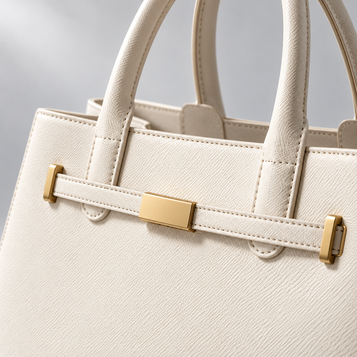 Arden Structured Tote in Ivory — detail view