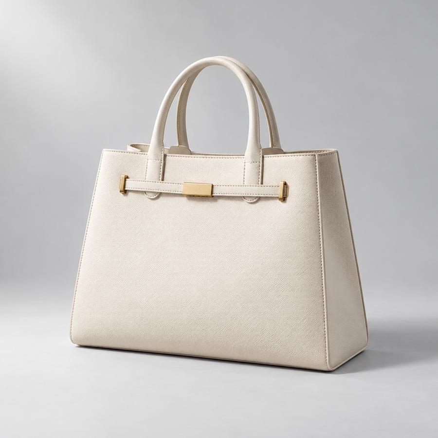 Arden Structured Tote in Ivory — hero view