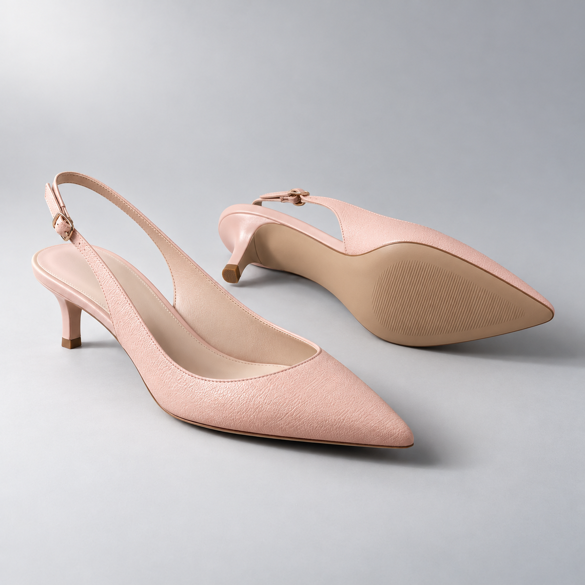 Lyra Slingback Heel in Blush — construction view
