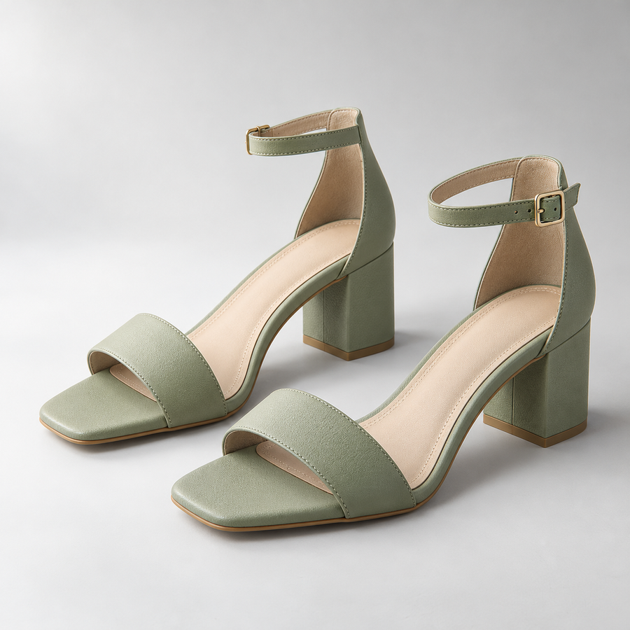Maren Block-Heel Sandal in Sage — hero view