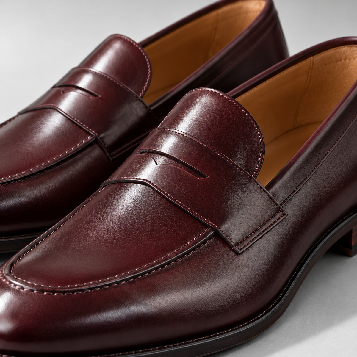 Reeve Penny Loafer in Oxblood — detail view