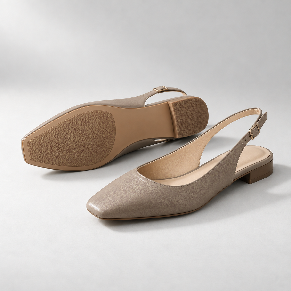 Sola Slingback Flat in Taupe — construction view