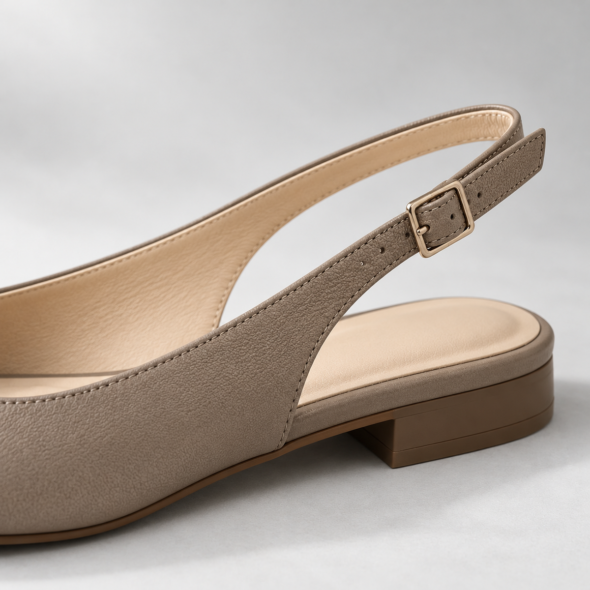 Sola Slingback Flat in Taupe — detail view