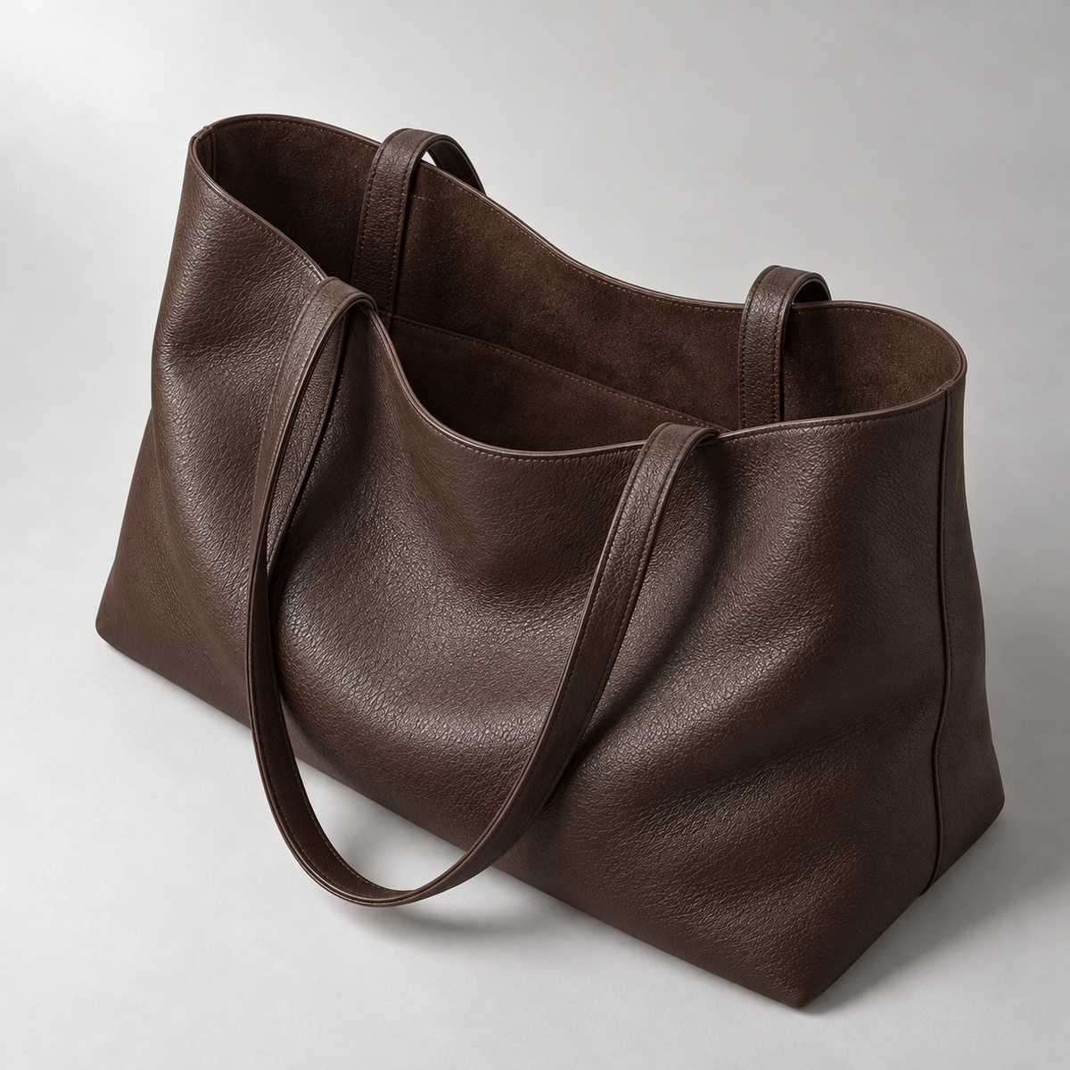Vela Soft Tote in Espresso — construction view
